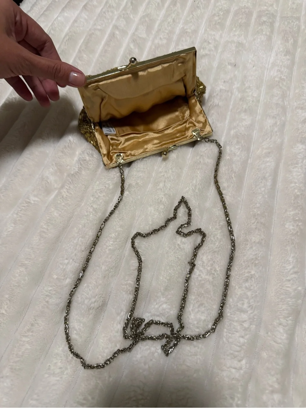 Gold Beaded Shell-Shape Evening Clutch